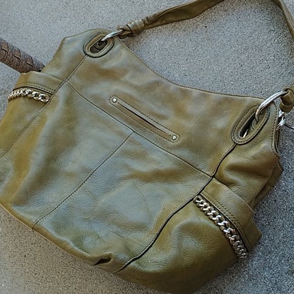 ☘️B. Makowsky Shoulder Bag. Olive Green Leather. - Picture 3 of 8